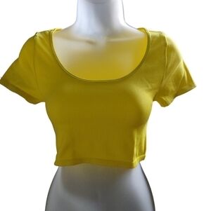 Wild Fable Yellow Ribbed Crop Top Women's Medium